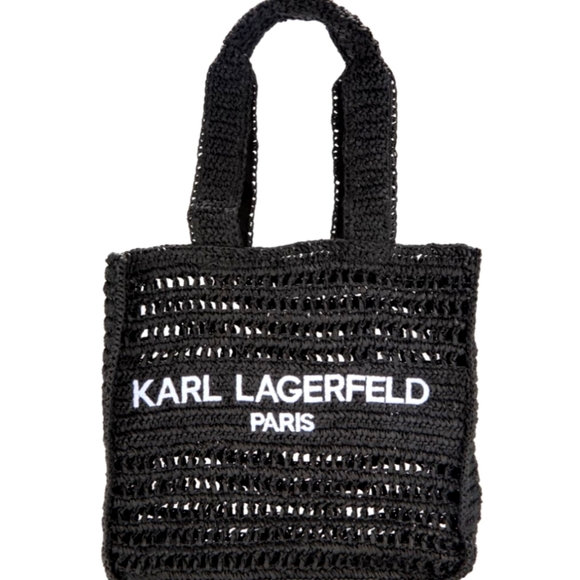Karl Lagerfeld Paris Large Embroidered Logo Woven Tote Nwt ❤️ - Picture 5 of 8
